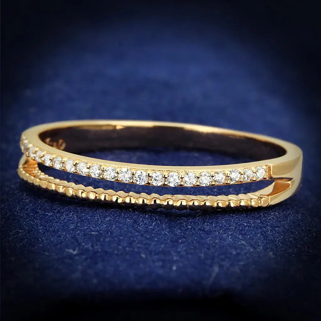 TS592 - Rose Gold 925 Sterling Silver Ring with AAA Grade CZ in Clear - Alamode - Flyclothing LLC