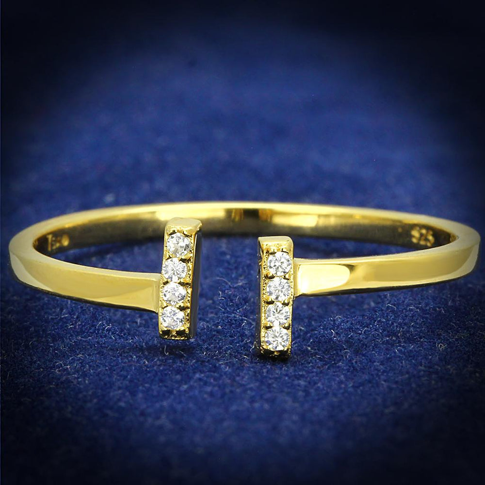 TS595 - Gold 925 Sterling Silver Ring with AAA Grade CZ  in Clear - Alamode
