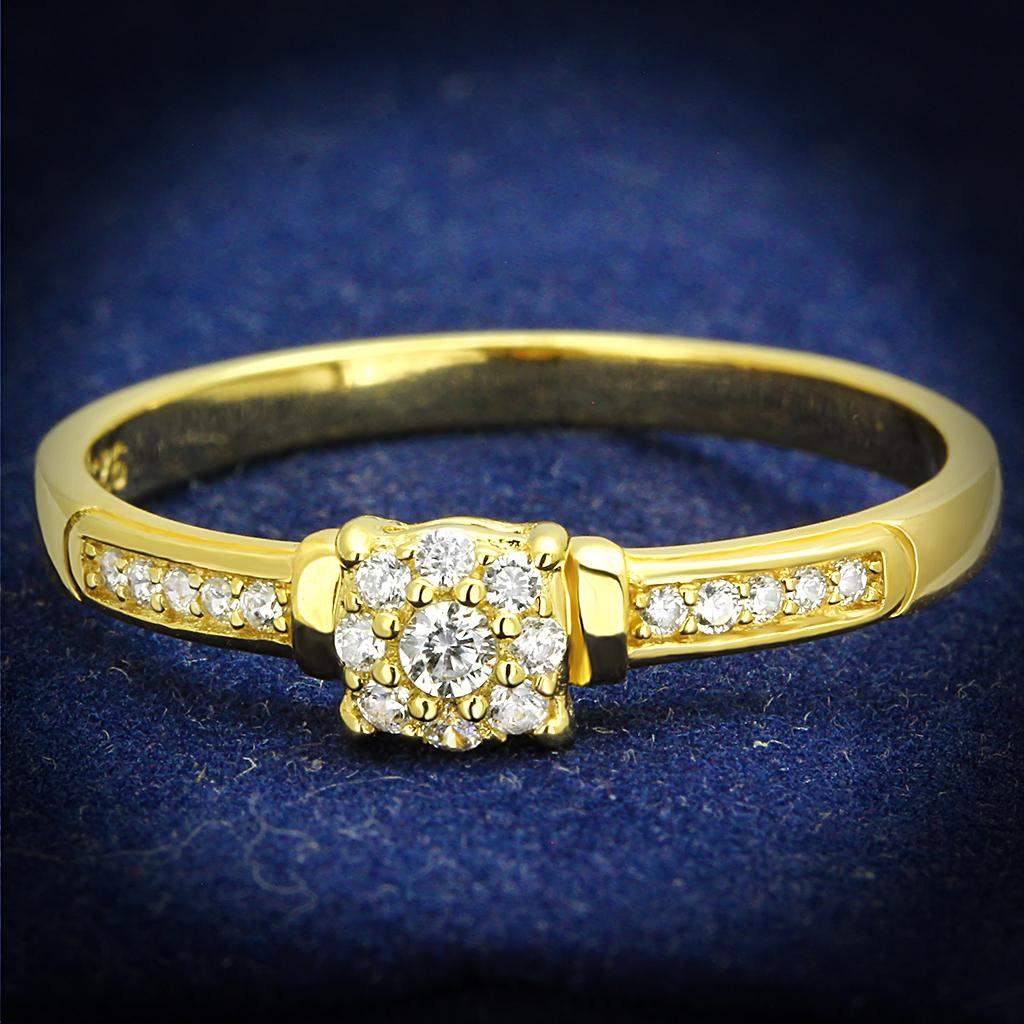 TS597 - Gold 925 Sterling Silver Ring with AAA Grade CZ in Clear - Alamode - Flyclothing LLC