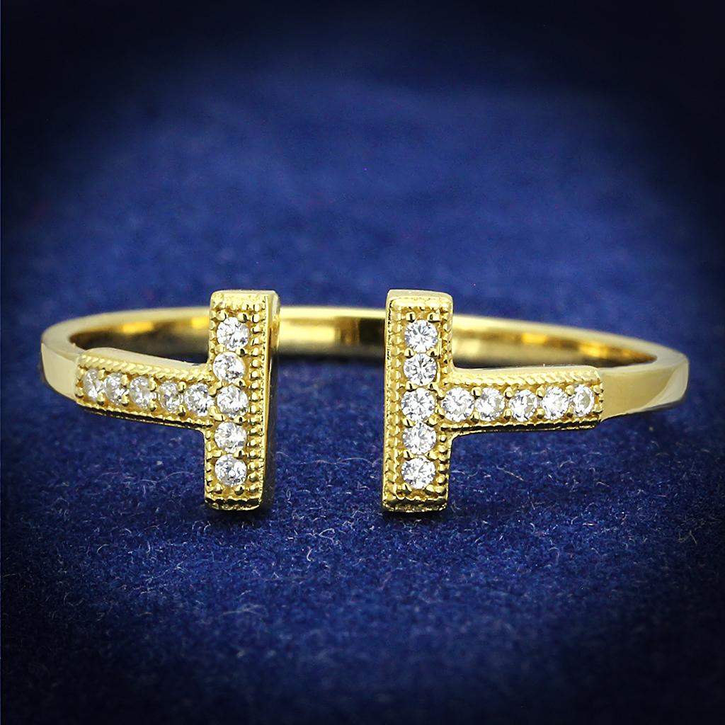 TS598 - Gold 925 Sterling Silver Ring with AAA Grade CZ in Clear - Alamode - Flyclothing LLC