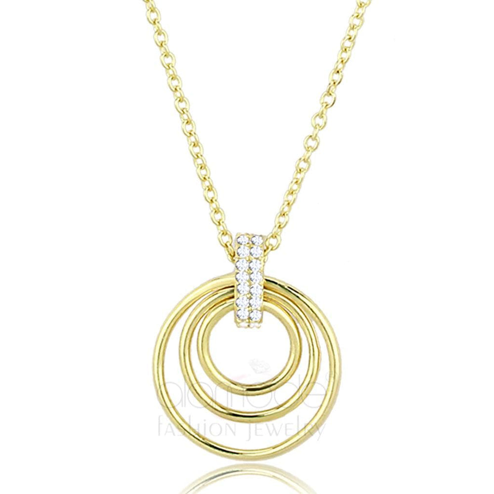TS601 - Gold 925 Sterling Silver Necklace with AAA Grade CZ  in Clear - Alamode