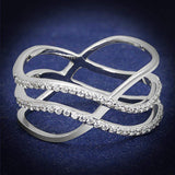 TS602 - Rhodium 925 Sterling Silver Ring with AAA Grade CZ in Clear - Alamode - Flyclothing LLC