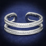 TS605 - Rhodium 925 Sterling Silver Ring with AAA Grade CZ in Clear - Alamode - Flyclothing LLC