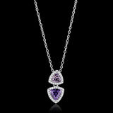 TS607 - Rhodium 925 Sterling Silver Chain Pendant with AAA Grade CZ  in Amethyst - Alamode
