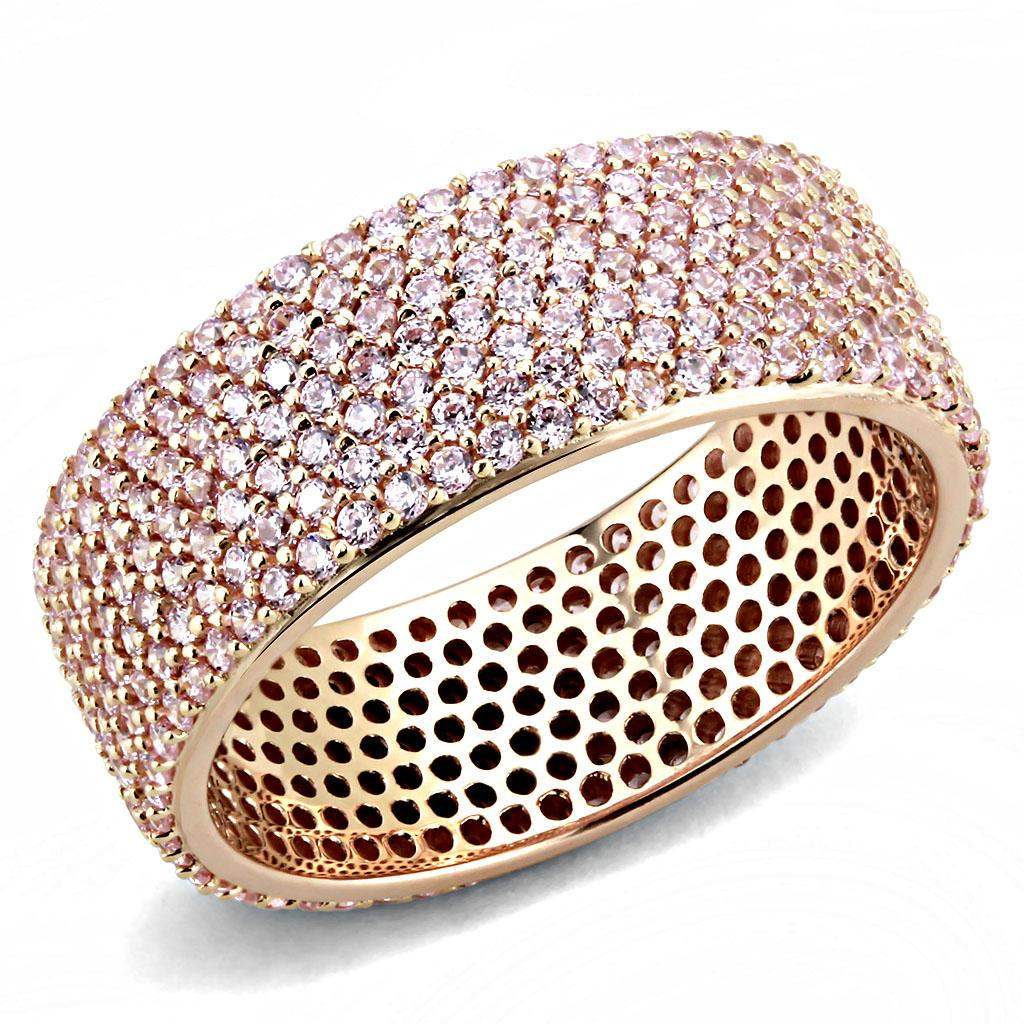 TS612 - Rose Gold 925 Sterling Silver Ring with AAA Grade CZ in Light Rose - Alamode - Flyclothing LLC