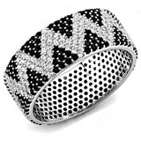 TS613 - Rhodium 925 Sterling Silver Ring with AAA Grade CZ in Jet - Alamode - Flyclothing LLC