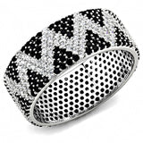 TS613 - Rhodium 925 Sterling Silver Ring with AAA Grade CZ  in Jet - Alamode