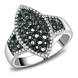 TS614 - Rhodium + Ruthenium 925 Sterling Silver Ring with Synthetic Synthetic Glass in Blue Zircon - Alamode - Flyclothing LLC