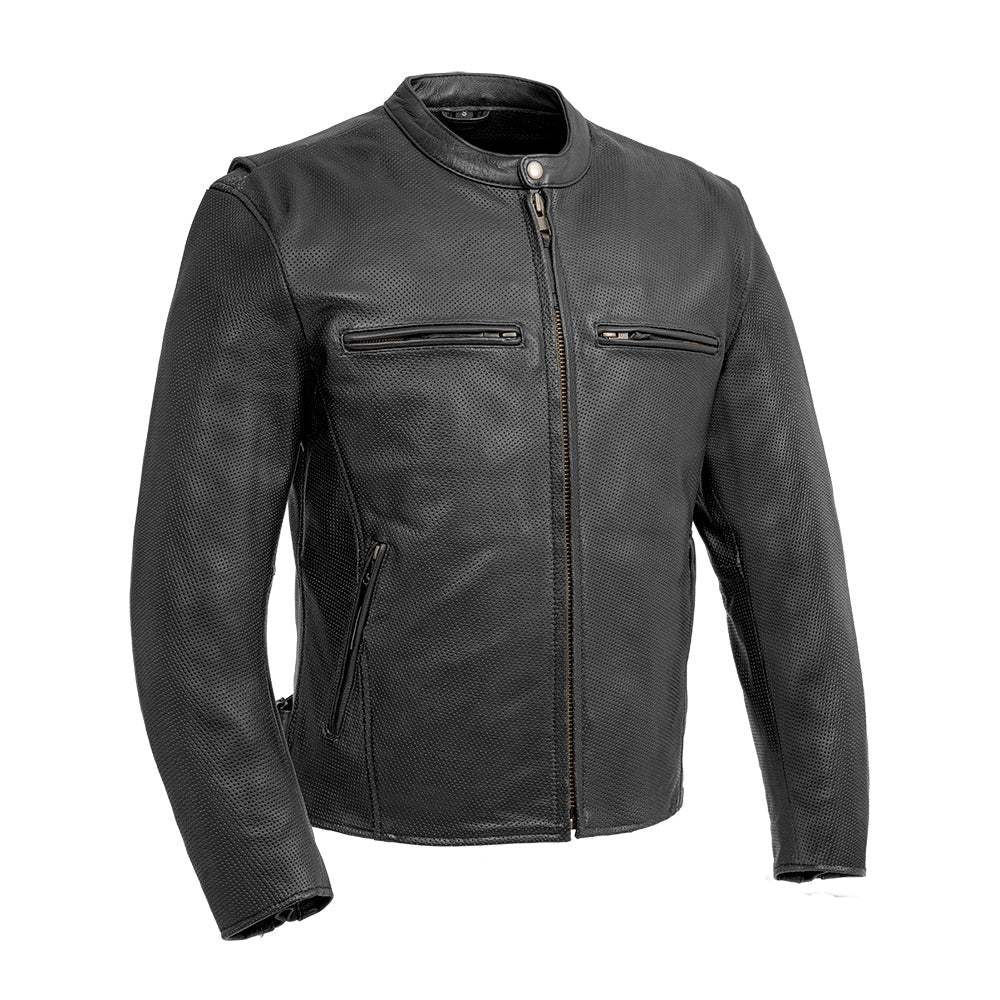Turbine Men's Motorcycle Perforated Leather Jacket - First Manufacturing Company - Flyclothing LLC