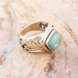 Blue Turquoise and Golden Bronze Cut Out Ring - Barse Jewelry - Flyclothing LLC
