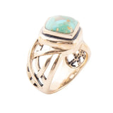 Blue Turquoise and Golden Bronze Cut Out Ring - Barse Jewelry - Flyclothing LLC