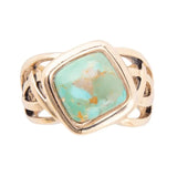 Blue Turquoise and Golden Bronze Cut Out Ring - Barse Jewelry - Flyclothing LLC