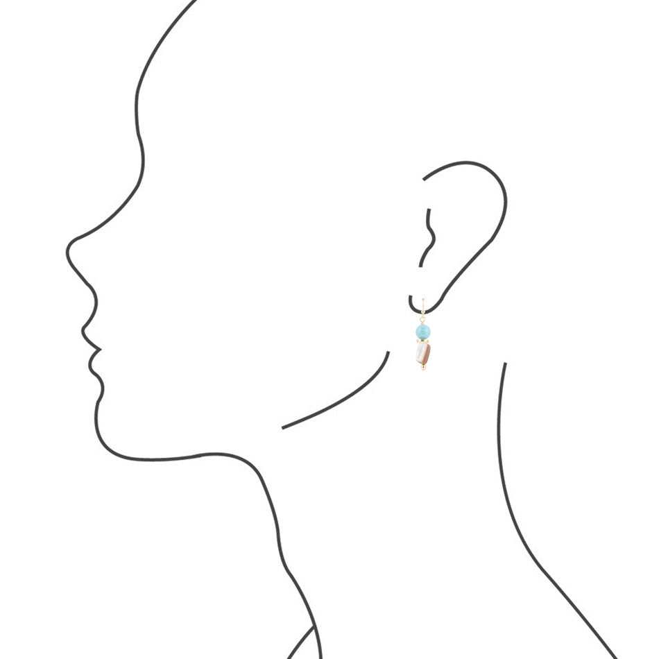 Turquoise and Caramel Shell Drop Earrings - Barse Jewelry - Flyclothing LLC