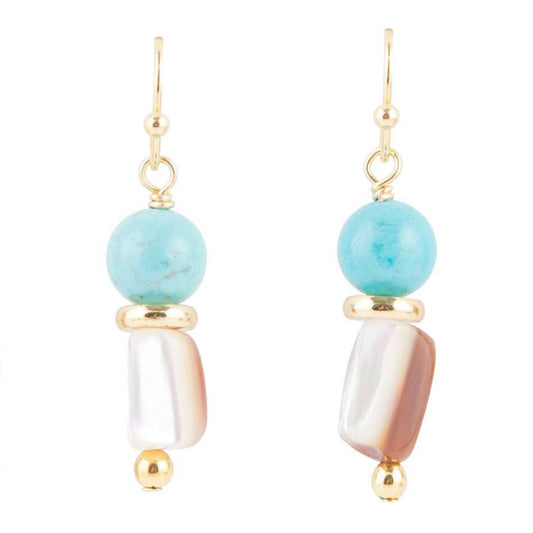 Turquoise and Caramel Shell Drop Earrings - Barse Jewelry - Flyclothing LLC