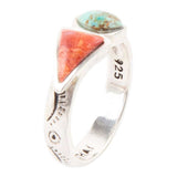 Blue Turquoise and Orange Coral Duo Sterling Silver Ring - Barse Jewelry - Flyclothing LLC