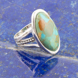Blue Turquoise and Sterling Silver Oval Ring - Barse Jewelry