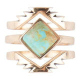 Aztec Blue Turquoise Golden Ring Set - Barse Jewelry - Flyclothing LLC