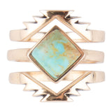 Aztec Blue Turquoise Golden Ring Set