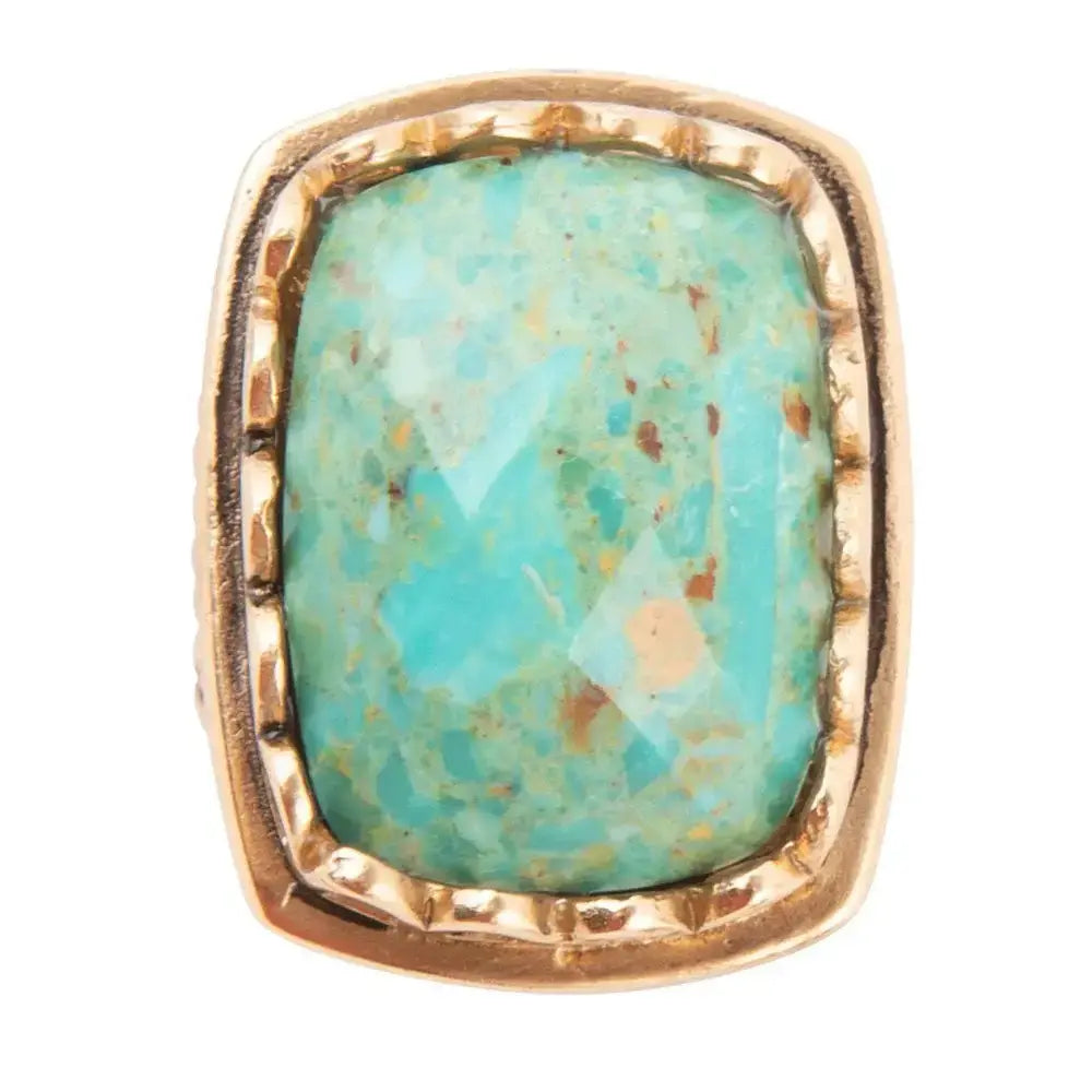 Blue Turquoise and Golden Cocktail Ring - Barse Jewelry - Flyclothing LLC