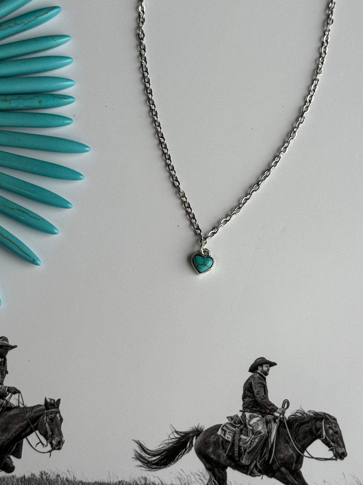 Turquoise Heart Gold Chain Necklace - Wild Junkie - Flyclothing LLC