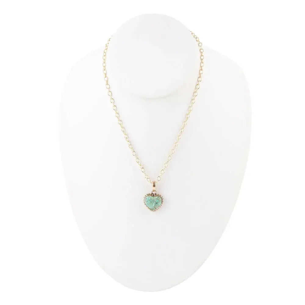 Turquoise Heart Pendant and Bronze Necklace - Barse Jewelry - Flyclothing LLC