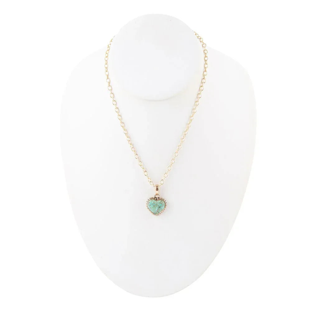 Turquoise Heart Pendant and Bronze Necklace - Barse Jewelry - Flyclothing LLC