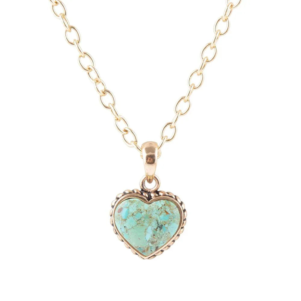 Turquoise Heart Pendant and Bronze Necklace - Barse Jewelry - Flyclothing LLC