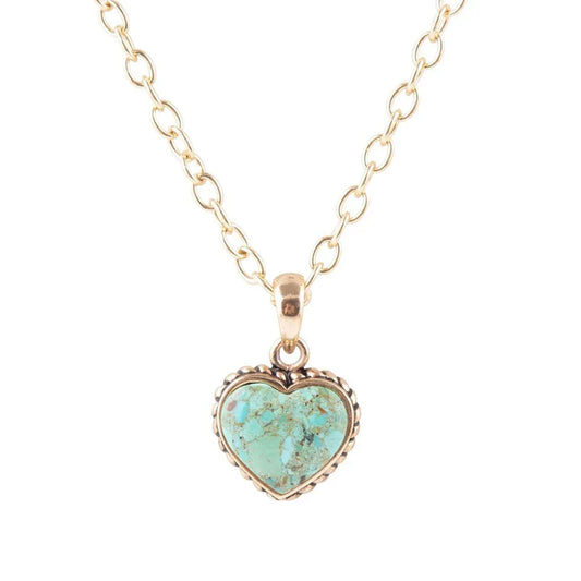 Turquoise Heart Pendant and Bronze Necklace - Barse Jewelry - Flyclothing LLC