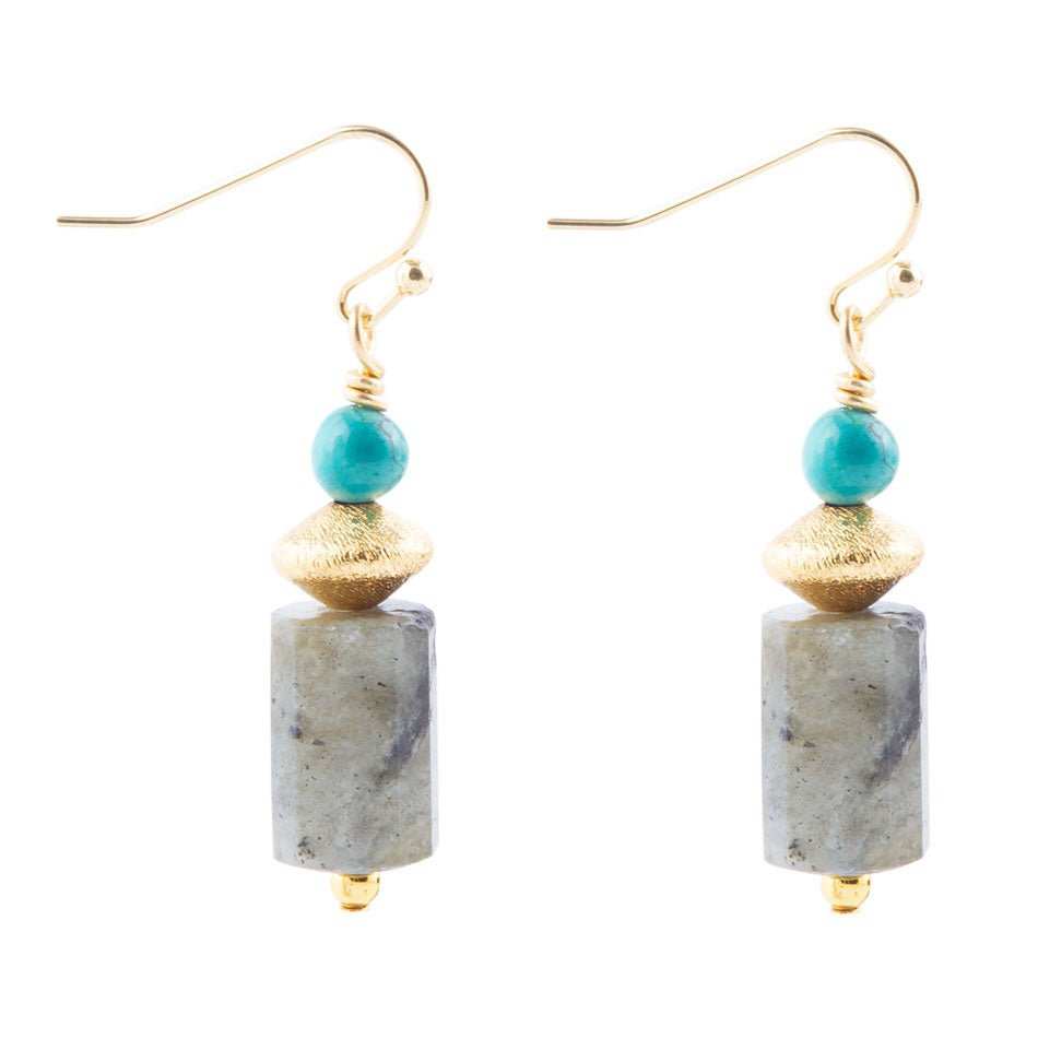 Turquoise Labradorite Drop Earrings - Barse Jewelry - Flyclothing LLC