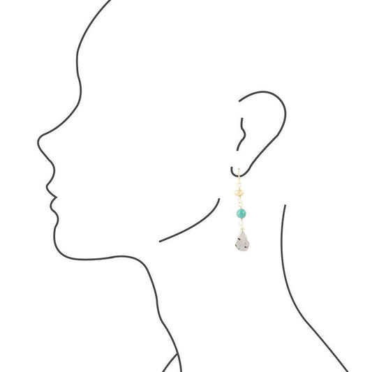 Turquoise Labradorite Elongated Earrings - Barse Jewelry - Flyclothing LLC