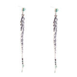 Turquoise Long Woven Seed Bead Earrings