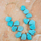 Turquoise Magnesite Slab Golden Necklace - Barse Jewelry - Flyclothing LLC