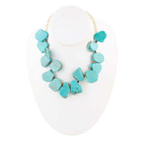Turquoise Magnesite Slab Golden Necklace - Barse Jewelry - Flyclothing LLC