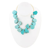 Turquoise Magnesite Slab Golden Necklace - Barse Jewelry