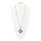 Blue Turquoise Maltese Golden Cross Pendant - Barse Jewelry