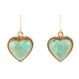 Blue Turquoise Rope My Heart and Golden Earrings - Barse Jewelry