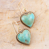 Blue Turquoise Rope My Heart and Golden Earrings - Barse Jewelry