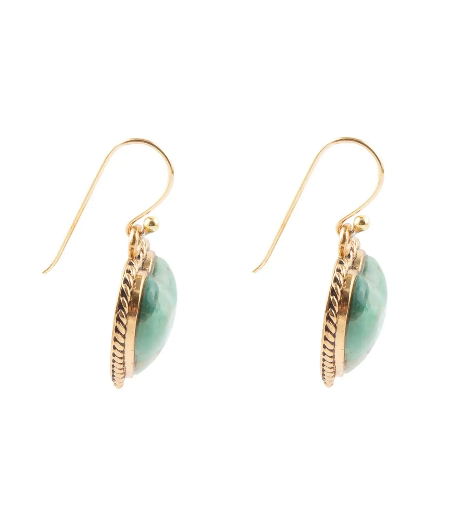 Blue Turquoise Rope My Heart and Golden Earrings - Barse Jewelry - Flyclothing LLC