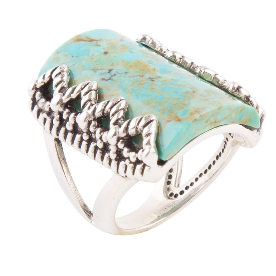 Blue Turquoise Sterling Silver Slice Statement Ring - Barse Jewelry