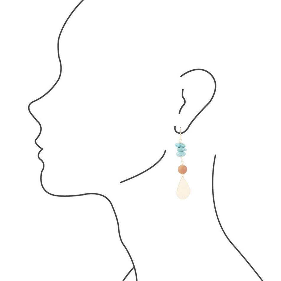 Turquoise Sol Charm Drop Earrings - Barse Jewelry - Flyclothing LLC