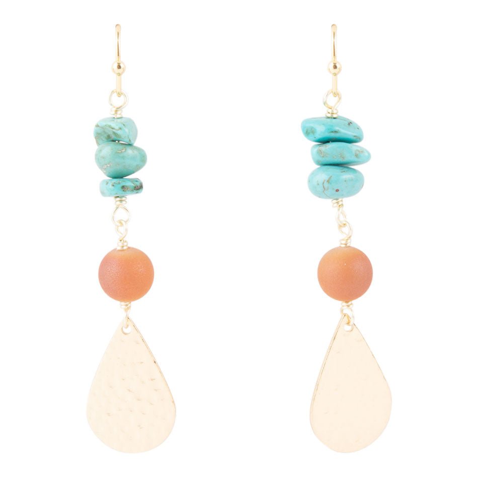 Turquoise Sol Charm Drop Earrings - Barse Jewelry