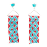 Turquoise Woven Seed Bead Earrings - Barse Jewelry