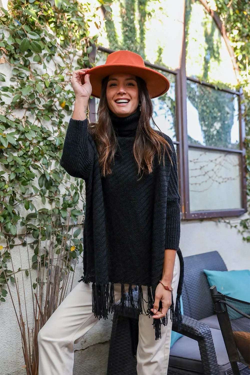 Roll-Neck Poncho Sweater - Boho Clothing and Accessories - Flyclothing LLC