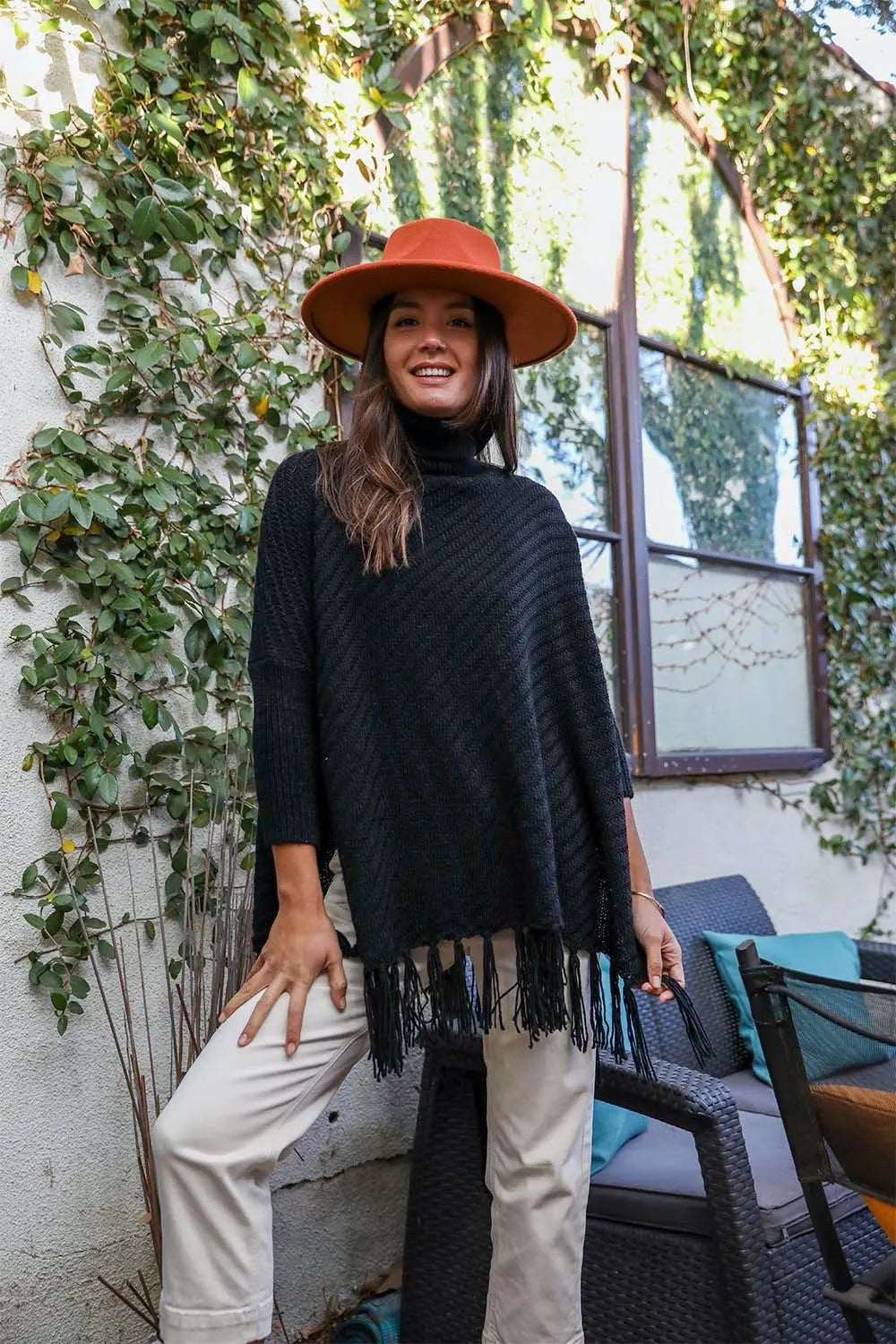 Roll-Neck Poncho Sweater - Boho Clothing and Accessories - Flyclothing LLC