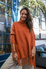 Roll-Neck Poncho Sweater - Boho Clothing and Accessories - Flyclothing LLC
