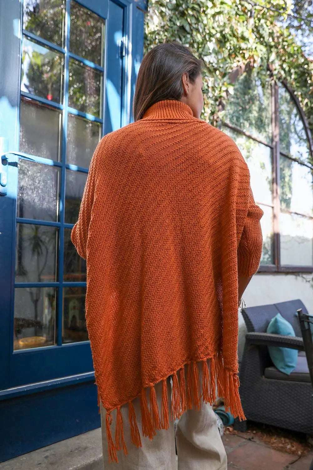 Roll-Neck Poncho Sweater - Boho Clothing and Accessories - Flyclothing LLC