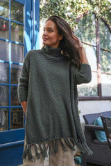 Roll-Neck Poncho Sweater - Boho Clothing and Accessories - Flyclothing LLC