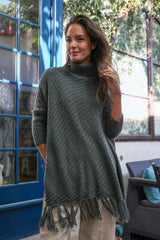 Roll-Neck Poncho Sweater - Boho Clothing and Accessories - Flyclothing LLC