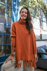 Roll-Neck Poncho Sweater - Boho Clothing and Accessories - Flyclothing LLC