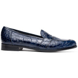 11-119-NVY TUSCANY Crocodile Penny Loafer, Navy - Zelli Italia - Flyclothing LLC